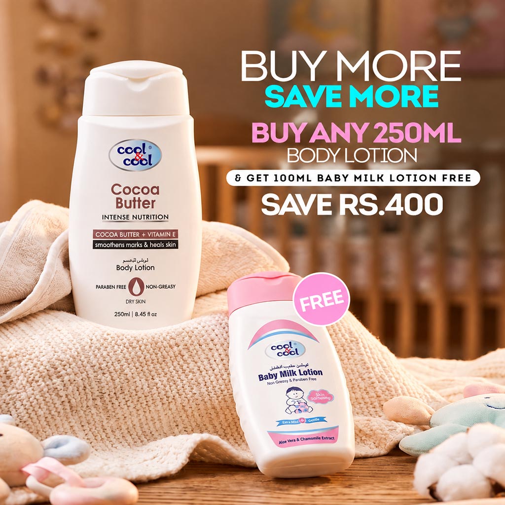 Buy Cocoa Butter Body Lotion 250ml & Get Baby Milk Lotion 100ml Free